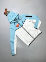 Nike Men Women Sportswear Tech Fleece Tracksuits in Smoky Glacier Blue Black Colors - Image 4