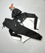 Nike Sportswear Tech Fleece Men's Full-Zip Hoodie with Trousers Tracksuit in Black and White - Image 2