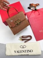 Valentino VLTN Mini Handbag Women Top Handle Tote Bags V Sling Buckle Sale UK Replica Luxury Bag Long Belt Copper Brown - Image 2