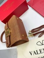 Valentino VLTN Mini Handbag Women Top Handle Tote Bags V Sling Buckle Sale UK Replica Luxury Bag Long Belt Copper Brown - Image 3