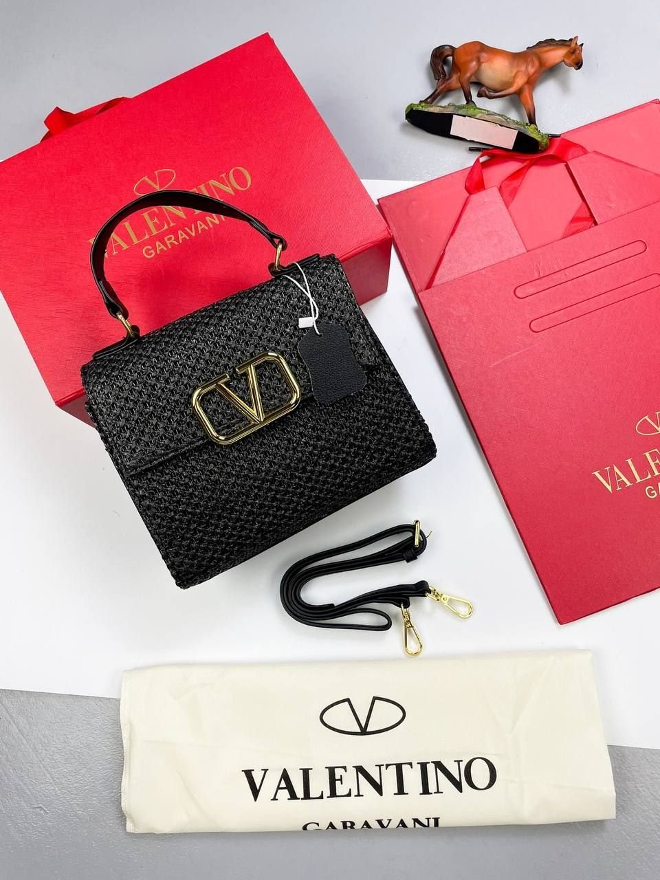 4406701414.jpg Valentino V Sling Women Mini Top Handle Designer Tote Bag VLTN Buckle Luxury Handbag Long Belt Shoulder Bags Black Sale UK - Image 1