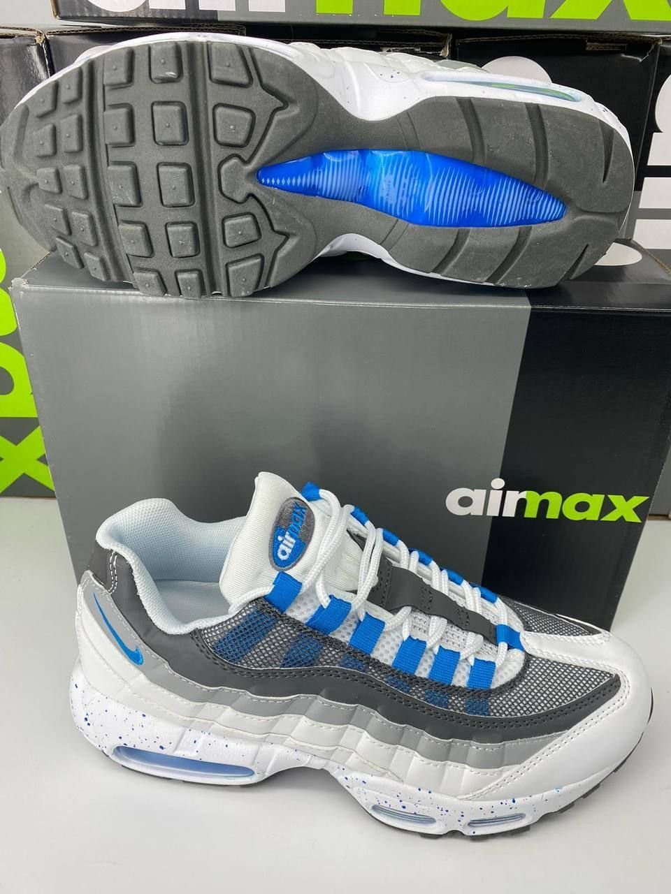 4423748627.jpg Nike Air Max 95 Cool Grey University Blue Dark Obsidian Trainers For Men's - Image 1