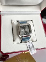 Santos De Cartier Large Men's Watch Grey Dial with Silver Chain Strap