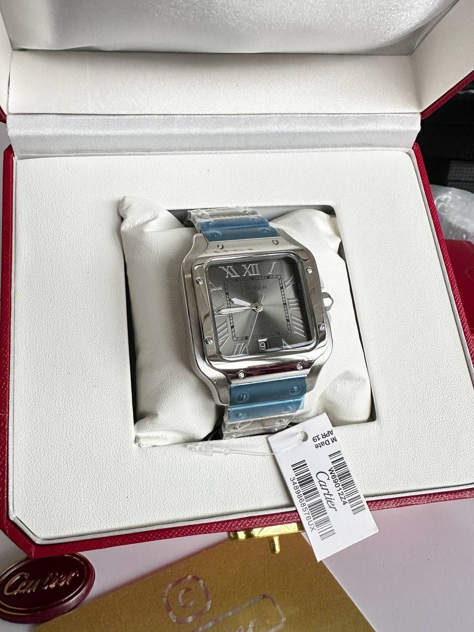4431471511.jpg Santos De Cartier Large Men's Watch Grey Dial with Silver Chain Strap - Image 1