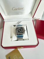 Santos De Cartier Stainless Steel Black Dial LARGE Men's Watch - Image 2