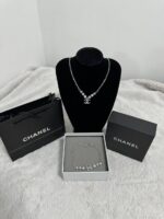 Chanel Crystal CC Necklace & Bracelet Silver
