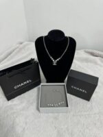 Chanel Crystal CC Necklace & Bracelet Silver - Image 2