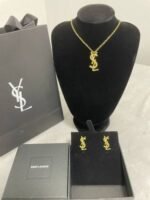 YSL Saint Laurent Cassandre Metal Pendant And Earrings In Golden (Number: 746670Y15008030) - Image 2