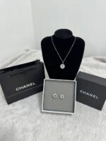 Chanel Round Radiant Pendant & Pierced Earrings