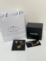 Prada Milano Triangle Logo Necklace Earrings - Image 5