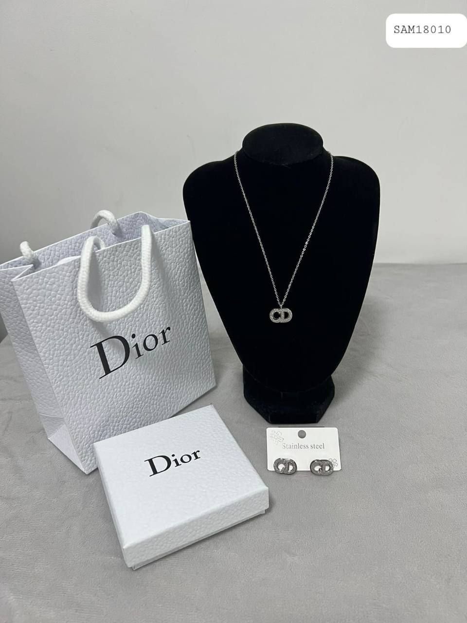 4436278604.jpg Christian Dior CD Iconic Silver Necklace & Earrings For Women - Image 1