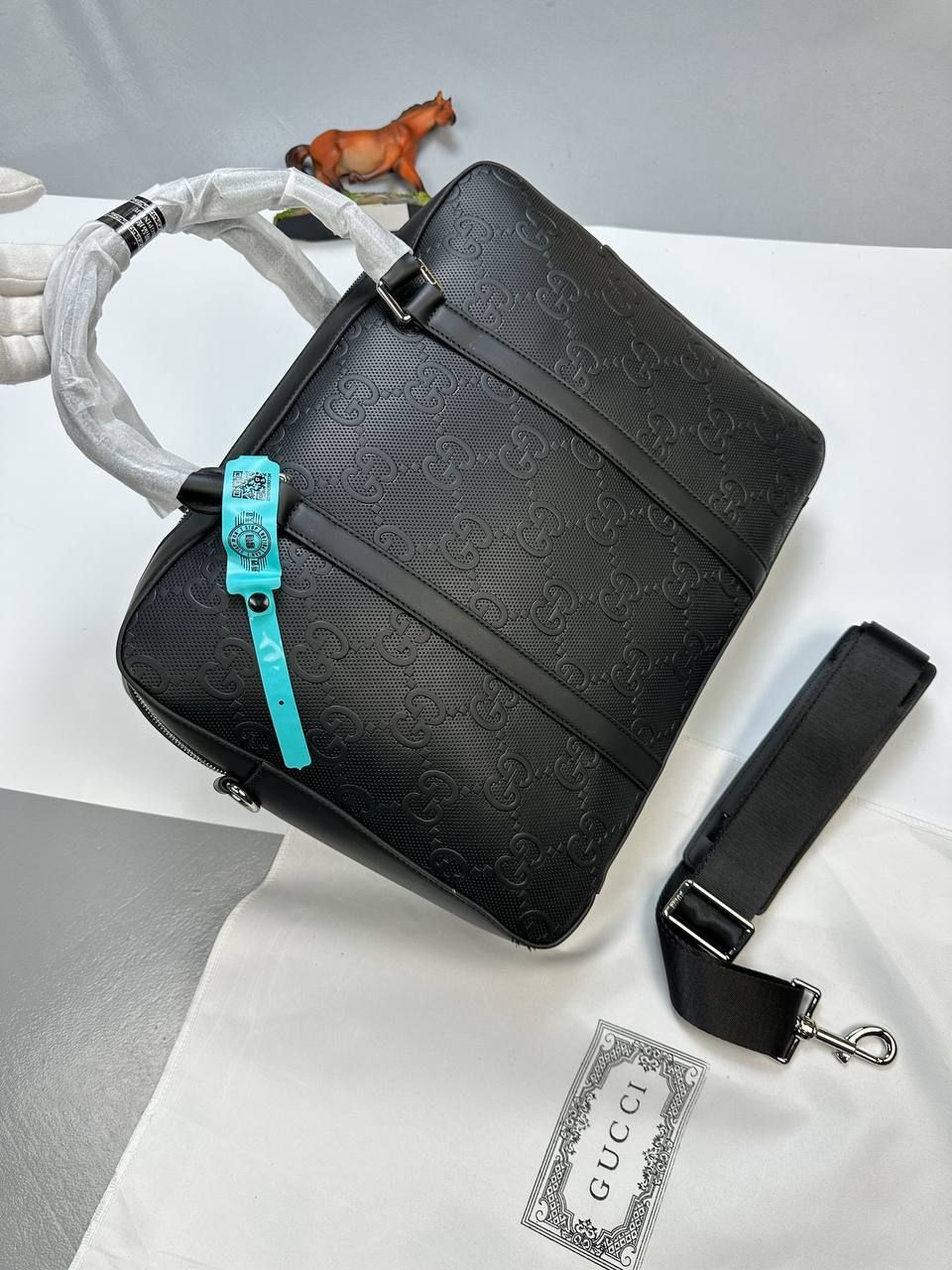 4439922862.jpg Gucci Men's GG Monogram Leather Briefcase Laptop Bag - Image 1