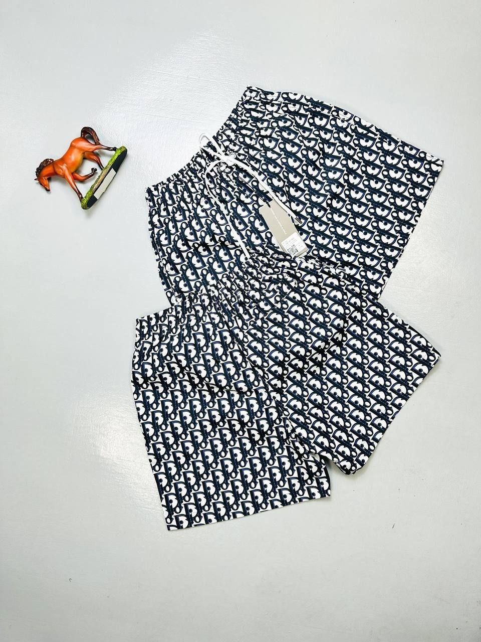 4449546607.jpg Christian Dior Oblique Shorts Blue White Shorts For Men's - Image 1