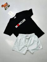 MONCLER SHORTS AND T-SHIRT SET in Black T-Shirt with 2 Different Color Shorts