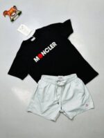 MONCLER SHORTS AND T-SHIRT SET in Black T-Shirt with 2 Different Color Shorts - Image 2