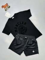 MONCLER SHORTS AND T-SHIRT SET in Black T-Shirt with 2 Different Color Shorts - Image 4
