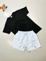 MONCLER SHORTS AND T-SHIRT SET in Black T-Shirt with 2 Different Color Shorts - Image 3