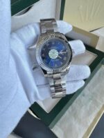 Rolex Datejust Blue Dial with Silver Chain Strap Watch For Men's - Image 2