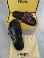 Fendi Feel Brown Satin Slides For Women's - Image 5