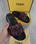Fendi Feel Brown Satin Slides For Women's - Image 4