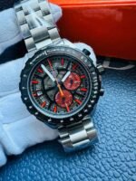 Tag Heuer Monza Silver Red Chronograph Watch For Men's