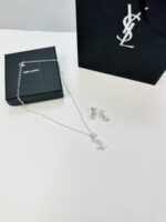 YSL Saint Laurent Titanium Steel Necklace & Earrings For Women - Image 2