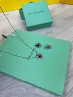 Tiffany & Co. Black Heart Necklaces and Earrings For Women's
