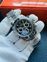 Rolex Oyster Perpetual Cosmograph Daytona Men's Watch Black Dial & Silver Chain Strap
