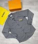 Burberry Patterned Shirt For Men's in Black Color - Image 2