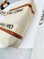 CHLOE Woody branded linen shoulder bag - Image 3