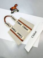 CHLOE Woody branded linen shoulder bag - Image 2
