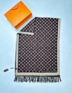 Louis Vuitton Women's LV Monogram Denim Silk Wool Scarf - Image 4