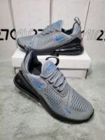 NIKE Men's Air Max 270 Trainers Grey Laser Blue - Image 2