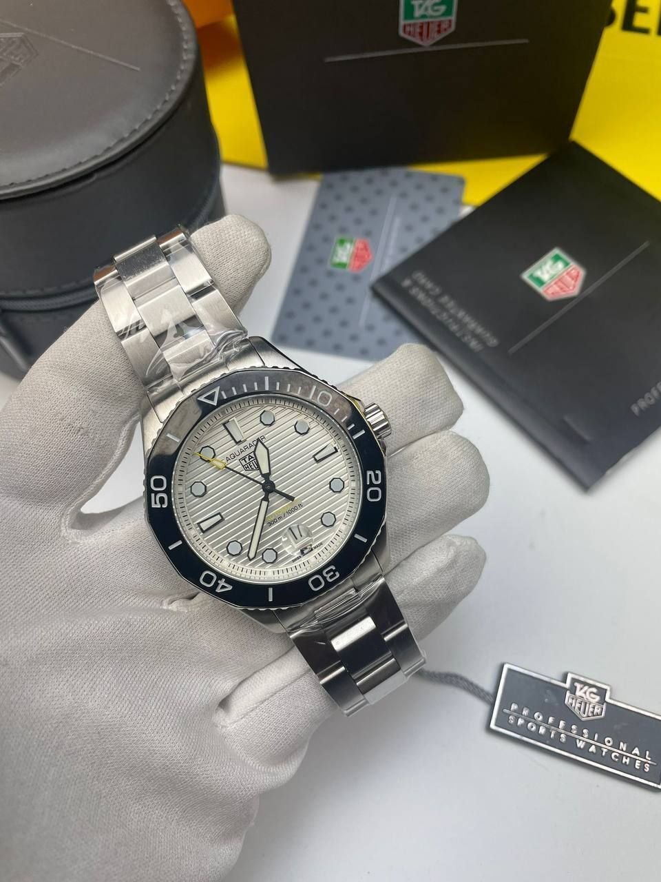 4596328924.jpg TAG Heuer Aquaracer Professional 300M Automatic Watch in White Dial for Men's - Image 1