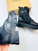 Prada Milano Leather Mono Combat Boots - Image 5