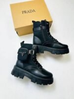 Prada Milano Leather Mono Combat Boots - Image 6