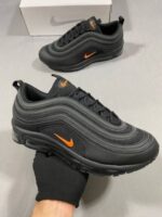 Nike Air Max 97 Men's Shoes in Black with Orange Nike Logo UK - Image 2
