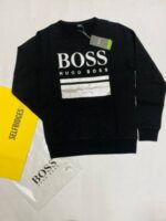 Hugo Boss Salbo Cotton-Blend Printed Jumpers Sweater In Black & Navy Blue Colors - Image 2