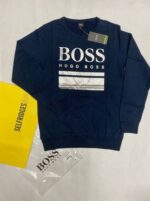 Hugo Boss Salbo Cotton-Blend Printed Jumpers Sweater In Black & Navy Blue Colors - Image 3