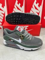 Nike Air Max 90 Iron Grey White University Red Trainers For Men's - Image 2