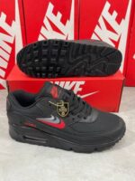 Nike Air Max 90 Three Swooshes - Black Habanero Red (GS) Trainers - Image 2