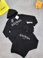 Balmain Paris Black Mirrored Logo Hoodie For Men's - Image 2