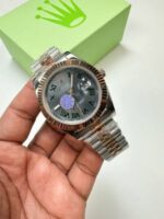 Datejust 41mm Two Tone Rose Gold Oyster Bracelet Wimbledon Roman Dial Watch - Image 2