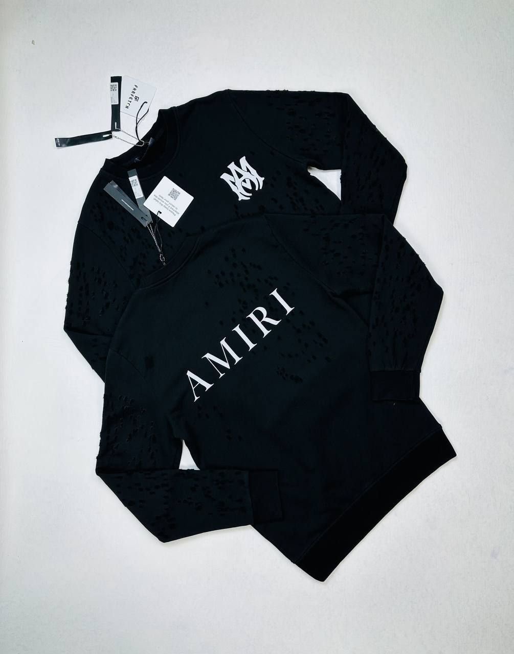 4644733363.jpg Amiri Logo Print Classic Crew Neck Jumper For Men's in Black Color - Image 1