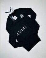 Amiri Logo Print Classic Crew Neck Jumper For Men's in Black Color - Image 2