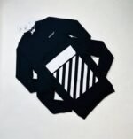 Off-White Logo Print Diagonal Jumpers For Men's in Black Color - Image 2