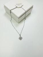 Van Cleef & Arpel's White Gold Pave Clover Diamond Necklace For Women's