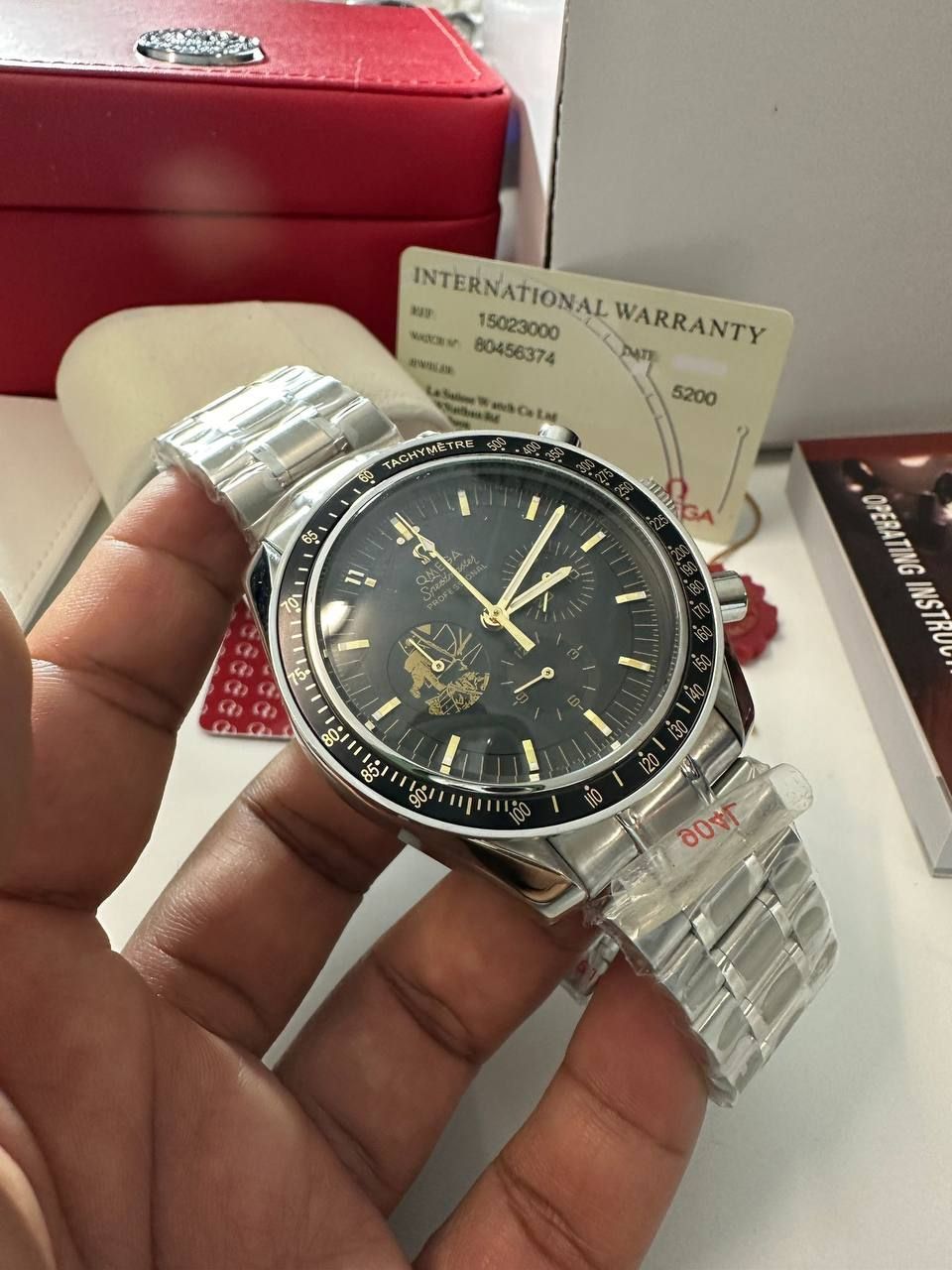 4668968489.jpg OMEGA Speedmaster Anniversary Series Watch For Men's with Silver Chain Strap - Image 1