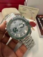 Omega Seamaster Planet Ocean Chronograph Watch For Men's with Silver Chain Strap - Image 2