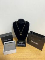 Chanel CC Logo Crystal Necklace & Earrings in Golden Color For Women's